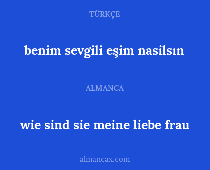 wie sind sie meine liebe frau - benim sevgili eşim nasilsın