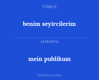 mein publikum - benim seyircilerim