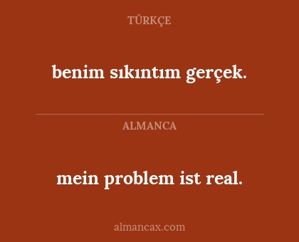 mein problem ist real. - benim sıkıntım gerçek.