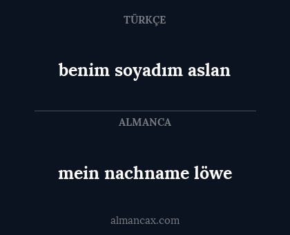 mein nachname löwe - benim soyadım aslan