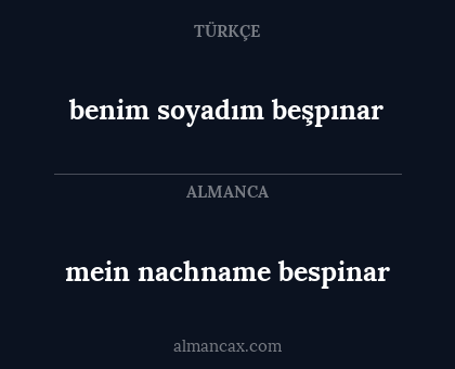 benim soyadım beşpınar - mein nachname bespinar