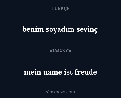 benim soyadım sevinç - mein name ist freude