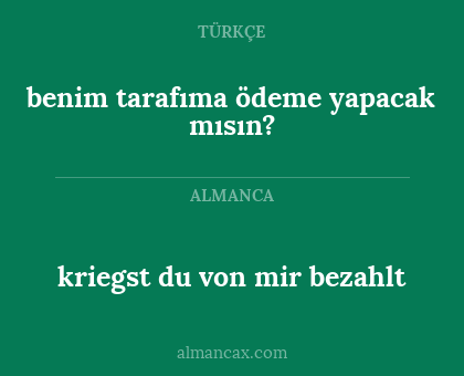 kriegst du von mir bezahlt - benim tarafıma ödeme yapacak mısın?
