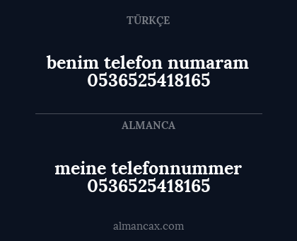 benim telefon numaram 0536525418165 - meine telefonnummer 0536525418165
