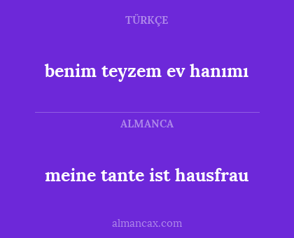benim teyzem ev hanımı - meine tante ist hausfrau