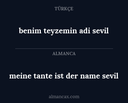 meine tante ist der name sevil - benim teyzemin adi sevil