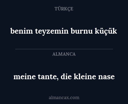 meine tante, die kleine nase - benim teyzemin burnu küçük