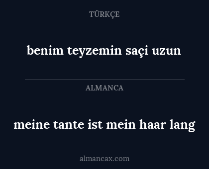 benim teyzemin saçi uzun - meine tante ist mein haar lang