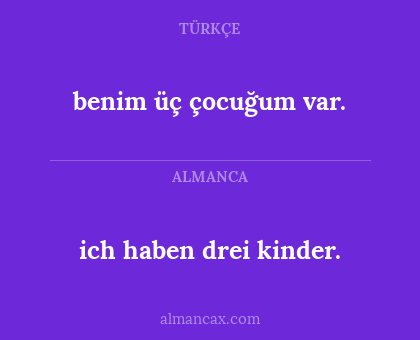 benim üç çocuğum var. - ich haben drei kinder.