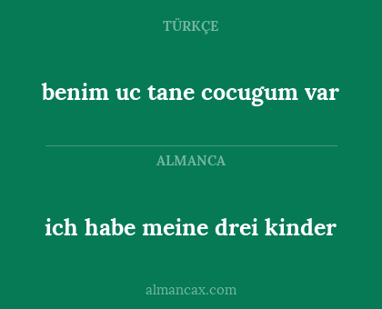 benim uc tane cocugum var - ich habe meine drei kinder