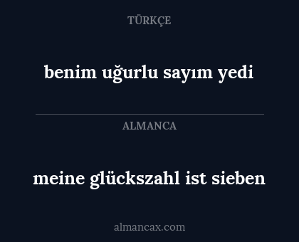 meine glückszahl ist sieben - benim uğurlu sayım yedi