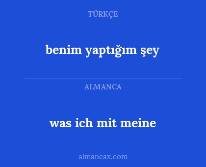 benim yaptığım şey - was ich mit meine