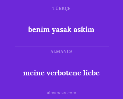 benim yasak askim - meine verbotene liebe