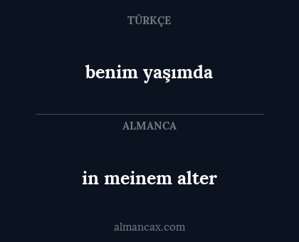 in meinem alter - benim yaşımda