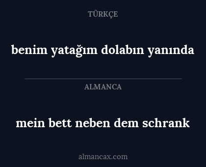benim yatağım dolabın yanında - mein bett neben dem schrank