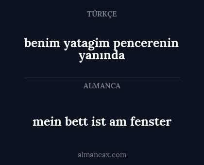 benim yatagim pencerenin yanında - mein bett ist am fenster