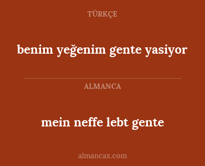 mein neffe lebt gente - benim yeğenim gente yasiyor
