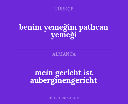 mein gericht ist auberginengericht - benim yemeğim patlıcan yemeği