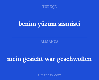 mein gesicht war geschwollen - benim yüzüm sismisti