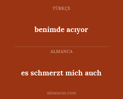 es schmerzt mich auch - benimde acıyor