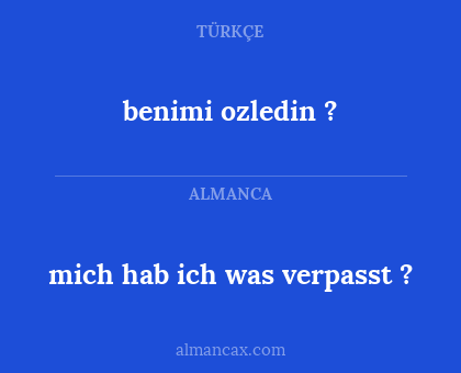 benimi ozledin ? - mich hab ich was verpasst ?