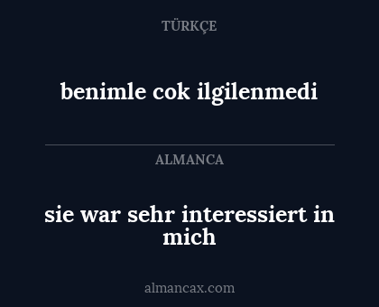 benimle cok ilgilenmedi - sie war sehr interessiert in mich