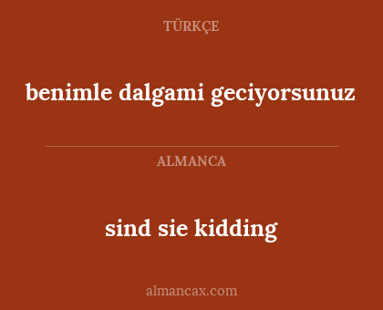 sind sie kidding - benimle dalgami geciyorsunuz