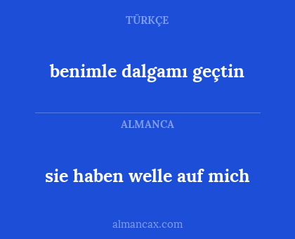benimle dalgamı geçtin - sie haben welle auf mich