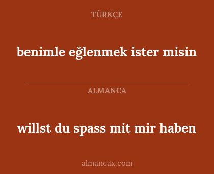 benimle eğlenmek ister misin - willst du spass mit mir haben