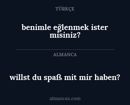 willst du spaß mit mir haben? - benimle eğlenmek ister misiniz?