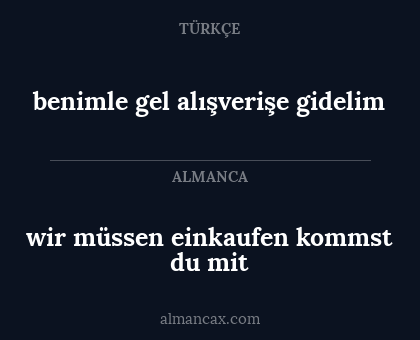 wir müssen einkaufen kommst du mit - benimle gel alışverişe gidelim