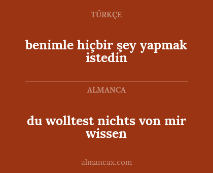 benimle hiçbir şey yapmak istedin - du wolltest nichts von mir wissen