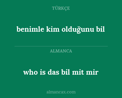 benimle kim olduğunu bil - who is das bil mit mir