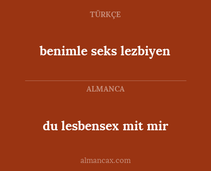 du lesbensex mit mir - benimle seks lezbiyen