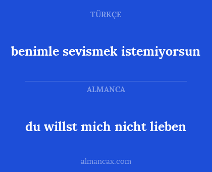 benimle  sevismek  istemiyorsun - du willst mich nicht lieben