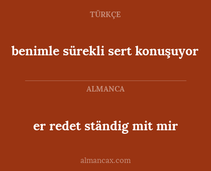 er redet ständig mit mir - benimle sürekli sert konuşuyor