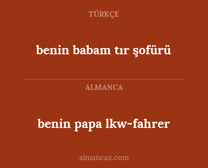 benin papa lkw-fahrer - benin babam tır şofürü