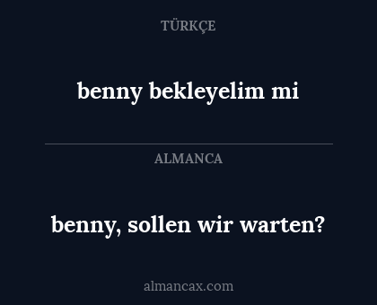 benny, sollen wir warten? - benny bekleyelim mi