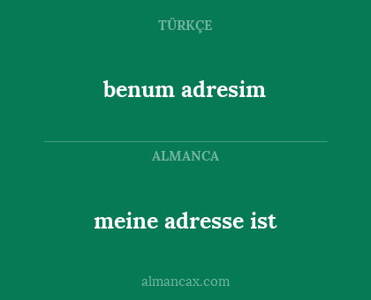benum adresim - meine adresse ist