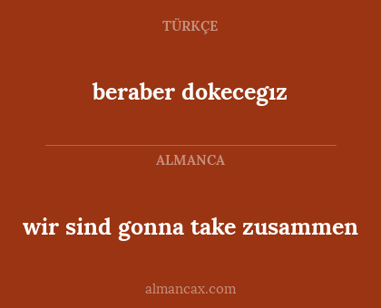 beraber dokecegız - wir sind gonna take zusammen