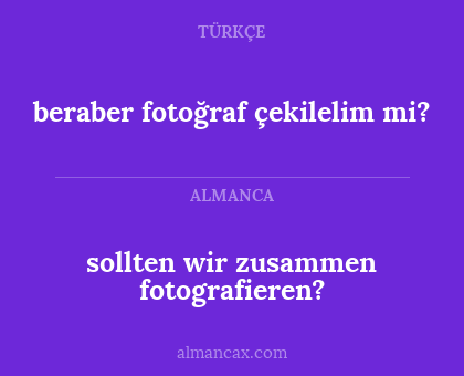 sollten wir zusammen fotografieren? - beraber fotoğraf çekilelim mi?