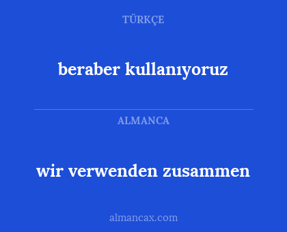 beraber kullanıyoruz - wir verwenden zusammen