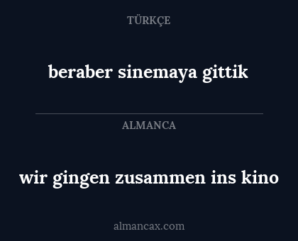 beraber sinemaya gittik - wir gingen zusammen ins kino