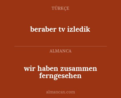 beraber tv izledik - wir haben zusammen ferngesehen