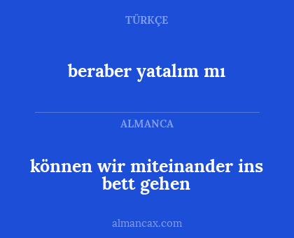 beraber yatalım mı - können wir miteinander ins bett gehen