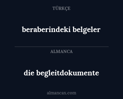 die begleitdokumente - beraberindeki belgeler