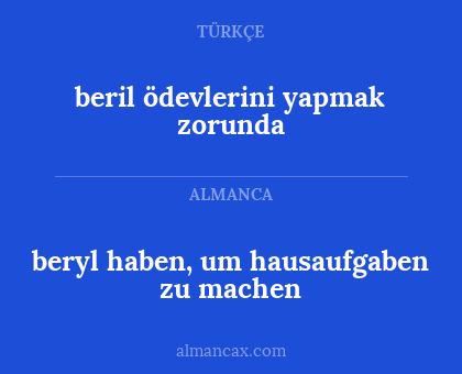beryl haben, um hausaufgaben zu machen - beril ödevlerini yapmak zorunda