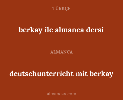 deutschunterricht mit berkay - berkay ile almanca dersi