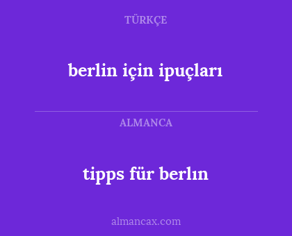 tipps für berlın - berlin için ipuçları
