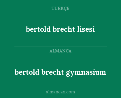 bertold brecht lisesi - bertold brecht gymnasium